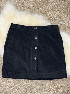 Toad&Co Charcoal Gray Button Front Organic Cotton Corduroy Mini Skirt Size 4